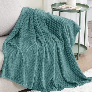 Diamond Textured Aqua Mint Green Soft Velvety Plush Blanket Boho Chair Throw New